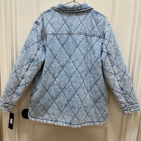 New Marc New York Women's Quilted Denim Jacket Coat Size M Blue Cottagecore Boho - Picture 15 of 16